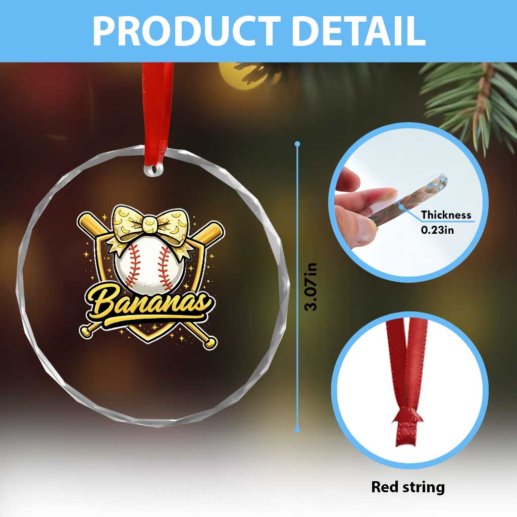 Bananas Coquette Bow Crystal Glass Ornament Baseball Bats Banana Lovers Women Girls Kids TS10 Print Your Wear