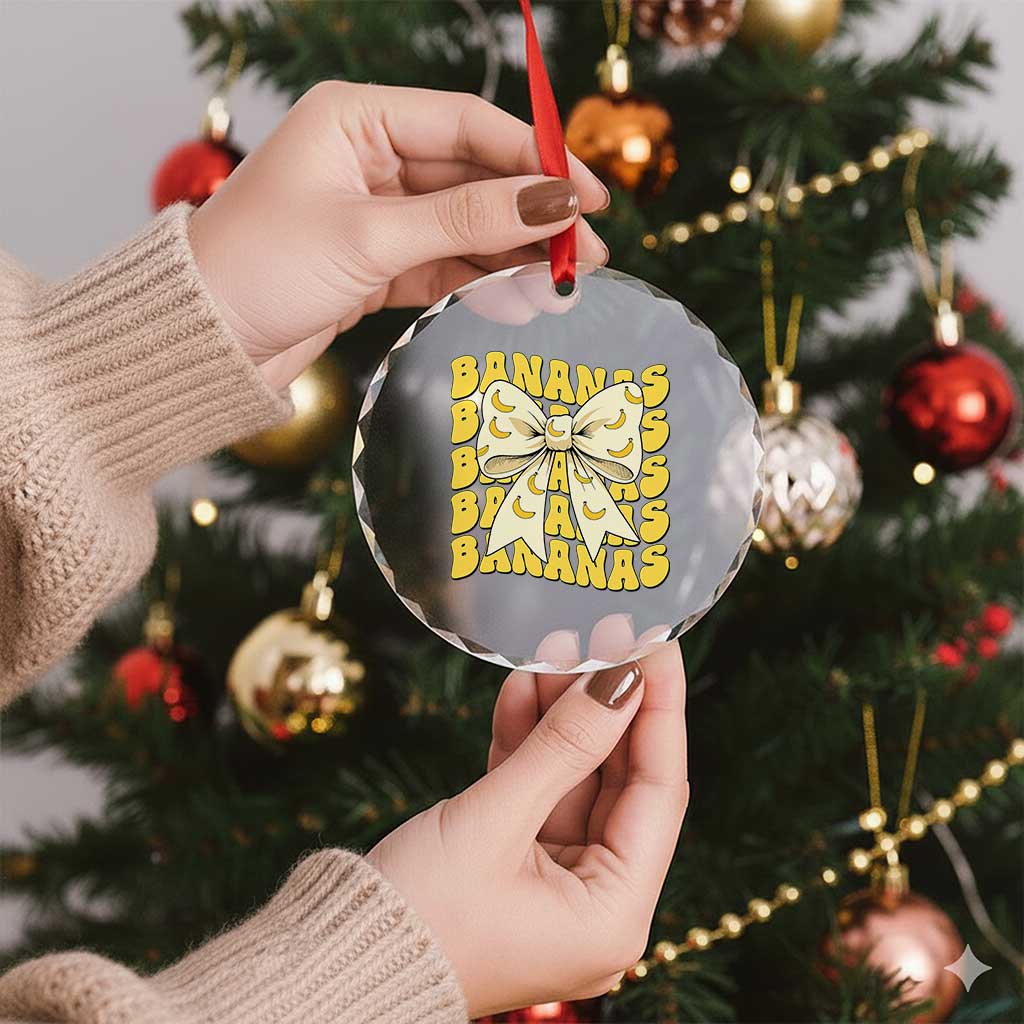 Bananas Coquette Bow Crystal Glass Ornament Retro Banana Lovers Women Girls Kids TS10 Print Your Wear
