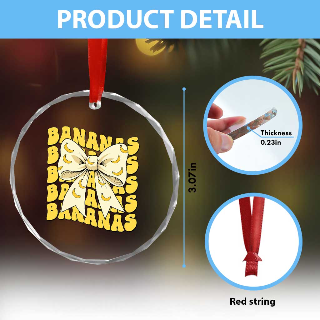 Bananas Coquette Bow Crystal Glass Ornament Retro Banana Lovers Women Girls Kids TS10 Print Your Wear