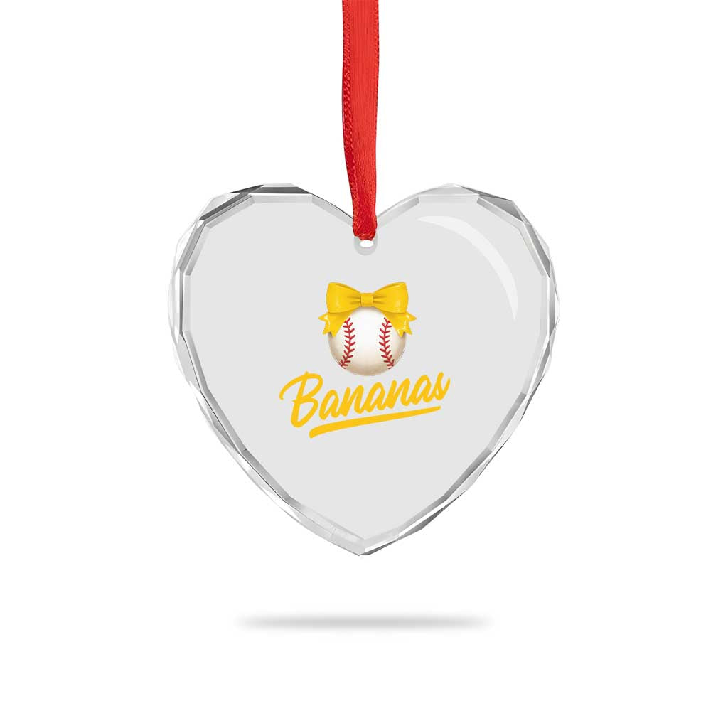 Bananas Coquette Bow Heart Crystal Glass Ornament Banana Retro Popular Fruit Humor Cute Girls Kids TS10 Print Your Wear