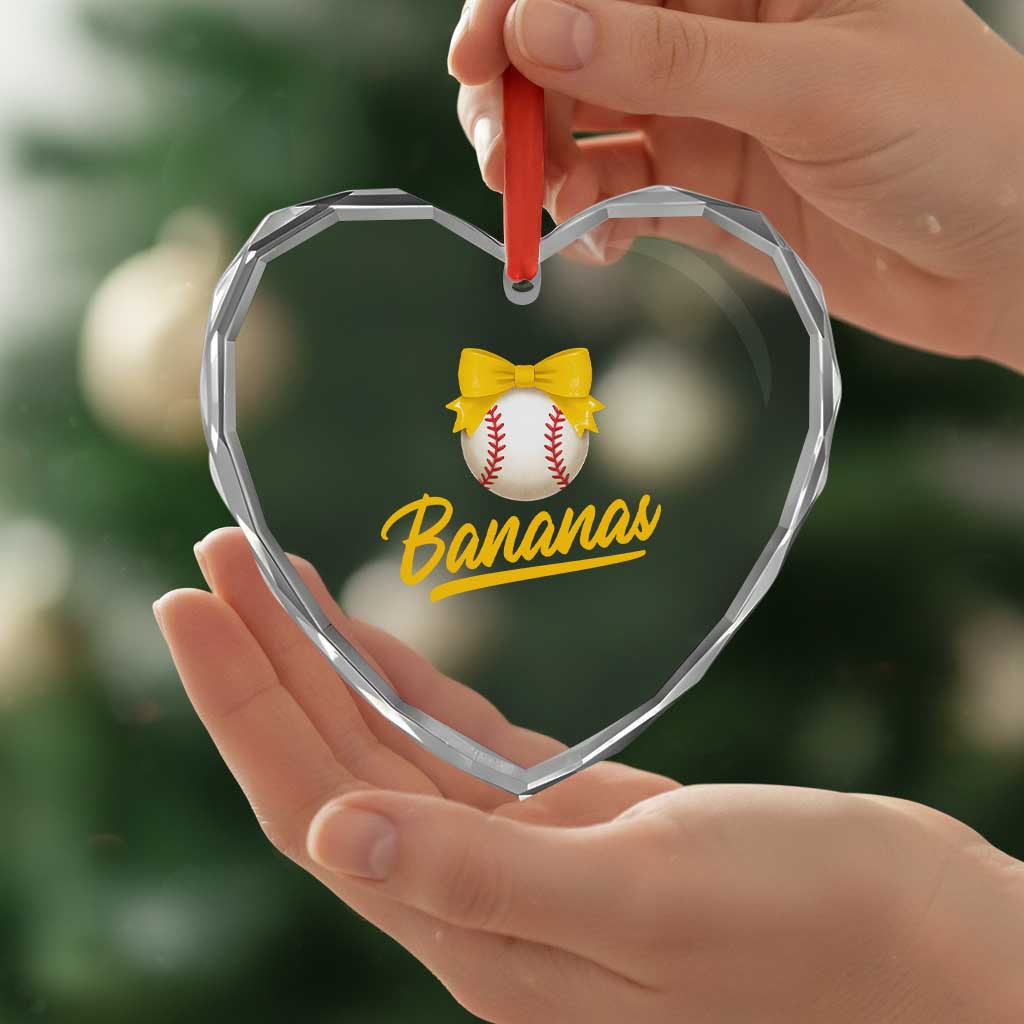 Bananas Coquette Bow Heart Crystal Glass Ornament Banana Retro Popular Fruit Humor Cute Girls Kids TS10 Print Your Wear