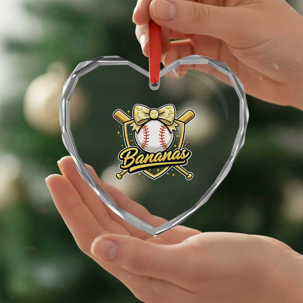 Bananas Coquette Bow Heart Crystal Glass Ornament Baseball Bats Banana Lovers Women Girls Kids TS10 Print Your Wear