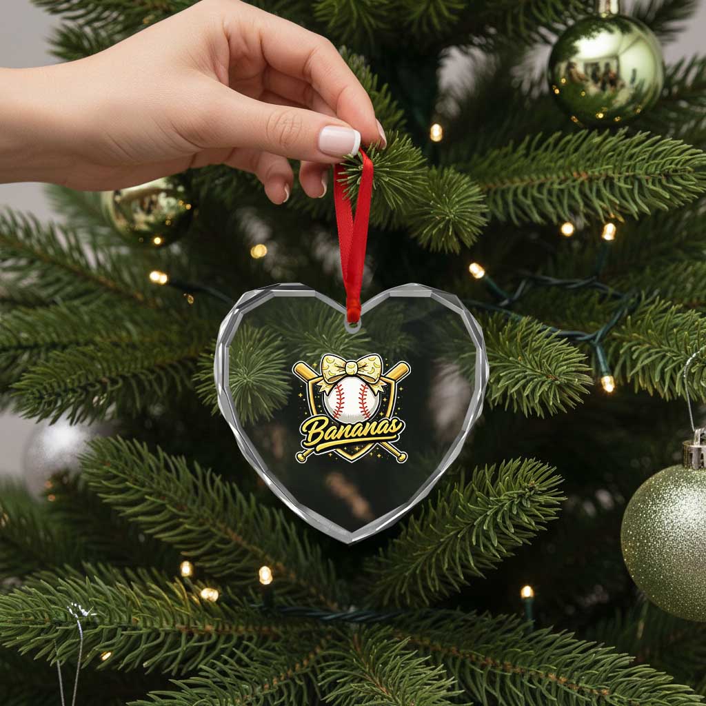 Bananas Coquette Bow Heart Crystal Glass Ornament Baseball Bats Banana Lovers Women Girls Kids TS10 Print Your Wear