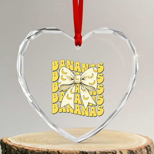 Bananas Coquette Bow Heart Crystal Glass Ornament Retro Banana Lovers Women Girls Kids TS10 Transparent Glass 3'' Heart Print Your Wear