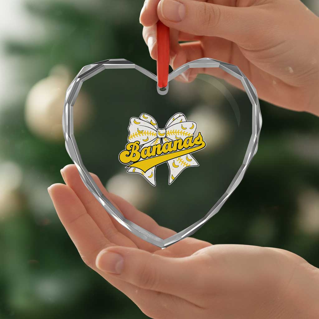 Bananas Coquette Bow Heart Crystal Glass Ornament Retro Throwback Popular Fruit Humor Banana Classic TS10 Print Your Wear