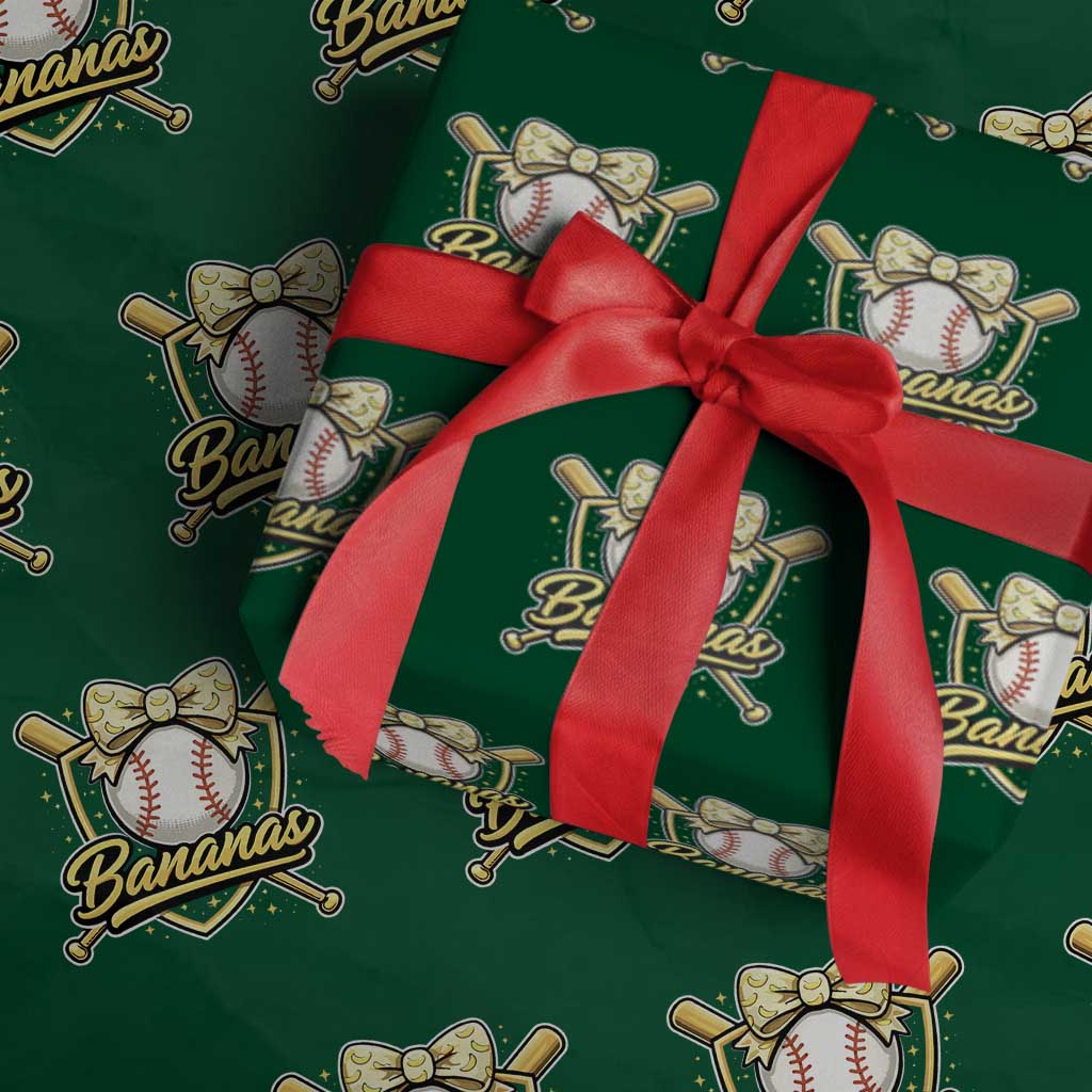 Bananas Coquette Bow Wrapping Paper Roll Baseball Bats Banana Lovers Women Girls Kids TS10 Green Print Your Wear