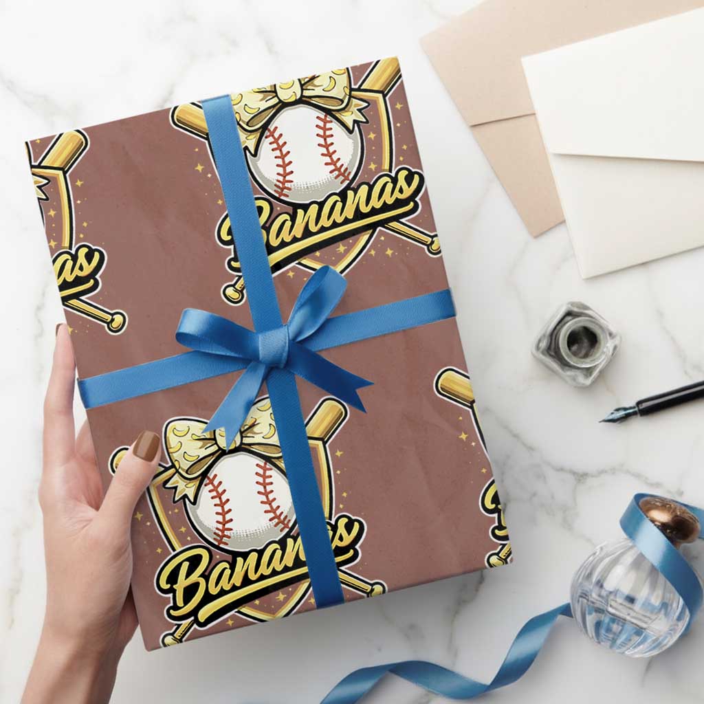 Bananas Coquette Bow Wrapping Paper Roll Baseball Bats Banana Lovers Women Girls Kids TS10 Mocha Print Your Wear