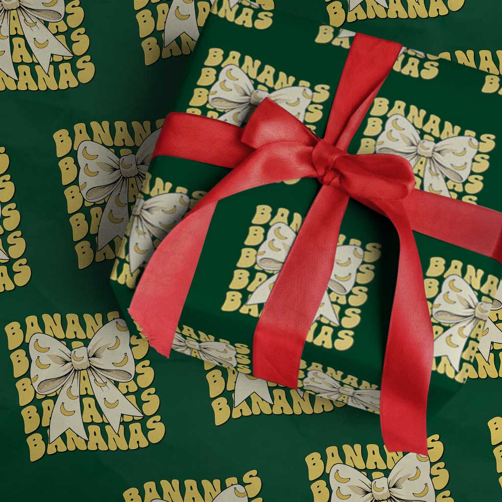 Bananas Coquette Bow Wrapping Paper Roll Retro Banana Lovers Women Girls Kids TS10 Green Print Your Wear