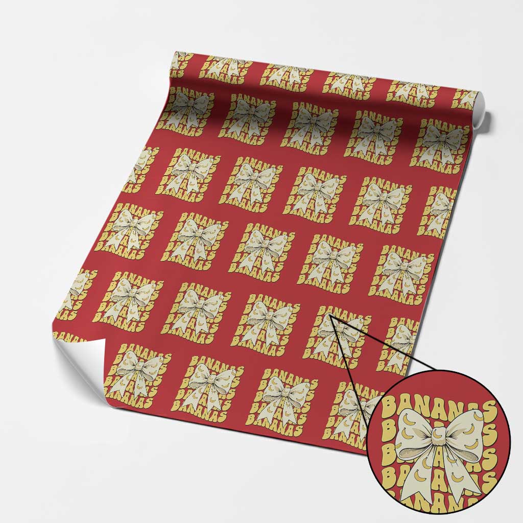 Bananas Coquette Bow Wrapping Paper Roll Retro Banana Lovers Women Girls Kids TS10 Red Print Your Wear