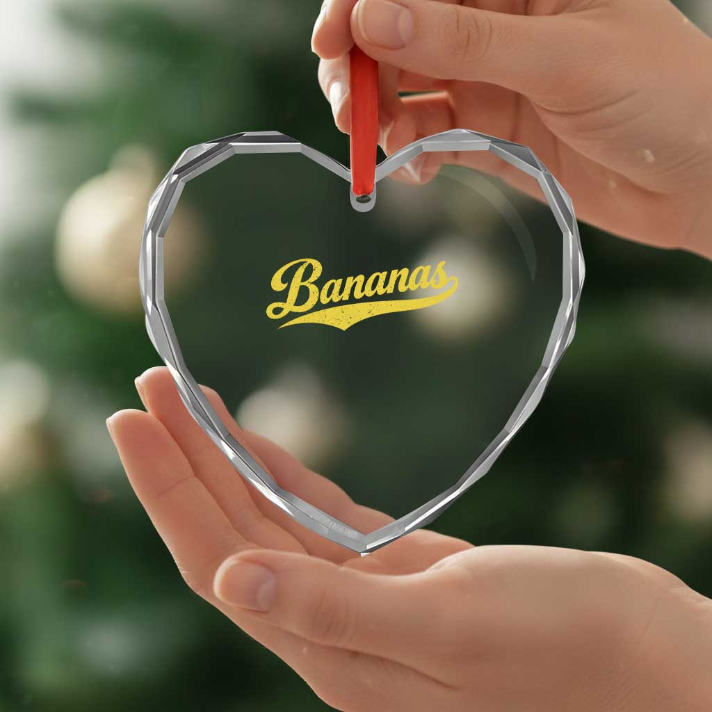 Bananas Retro Throwback Baseball Sport Lover Heart Crystal Glass Ornament TS11 Print Your Wear