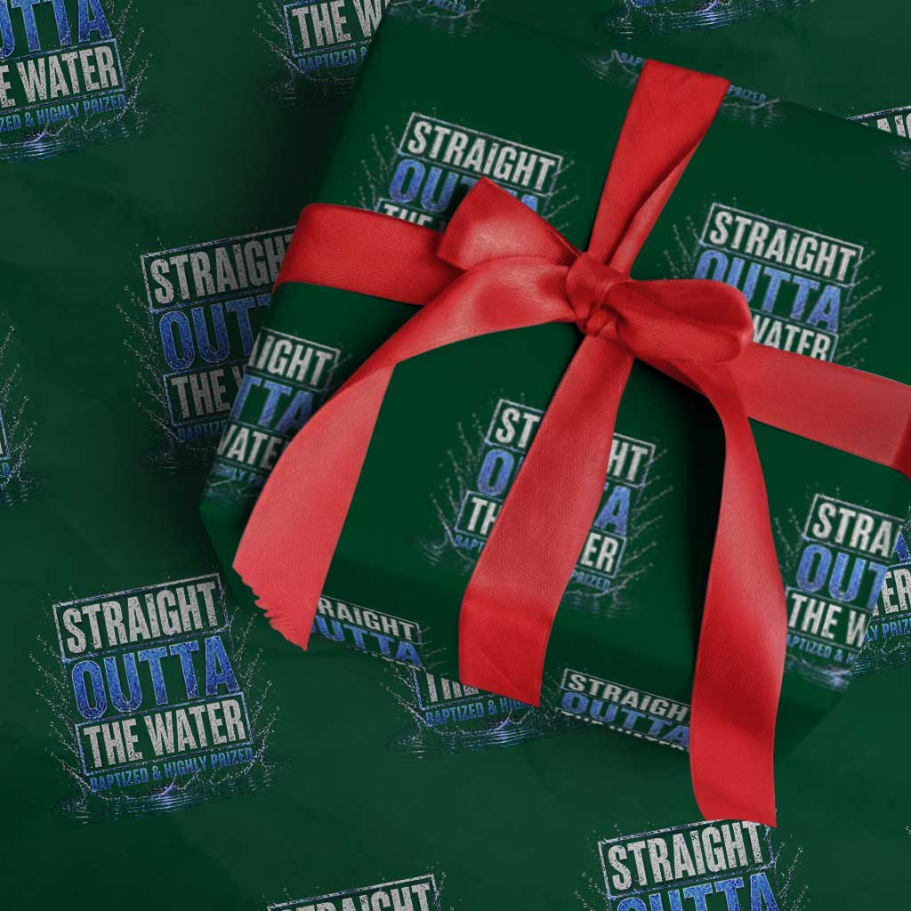 Baptism Wrapping Paper Roll Straight Outta Water Christian Baptized TS10 Green Print Your Wear