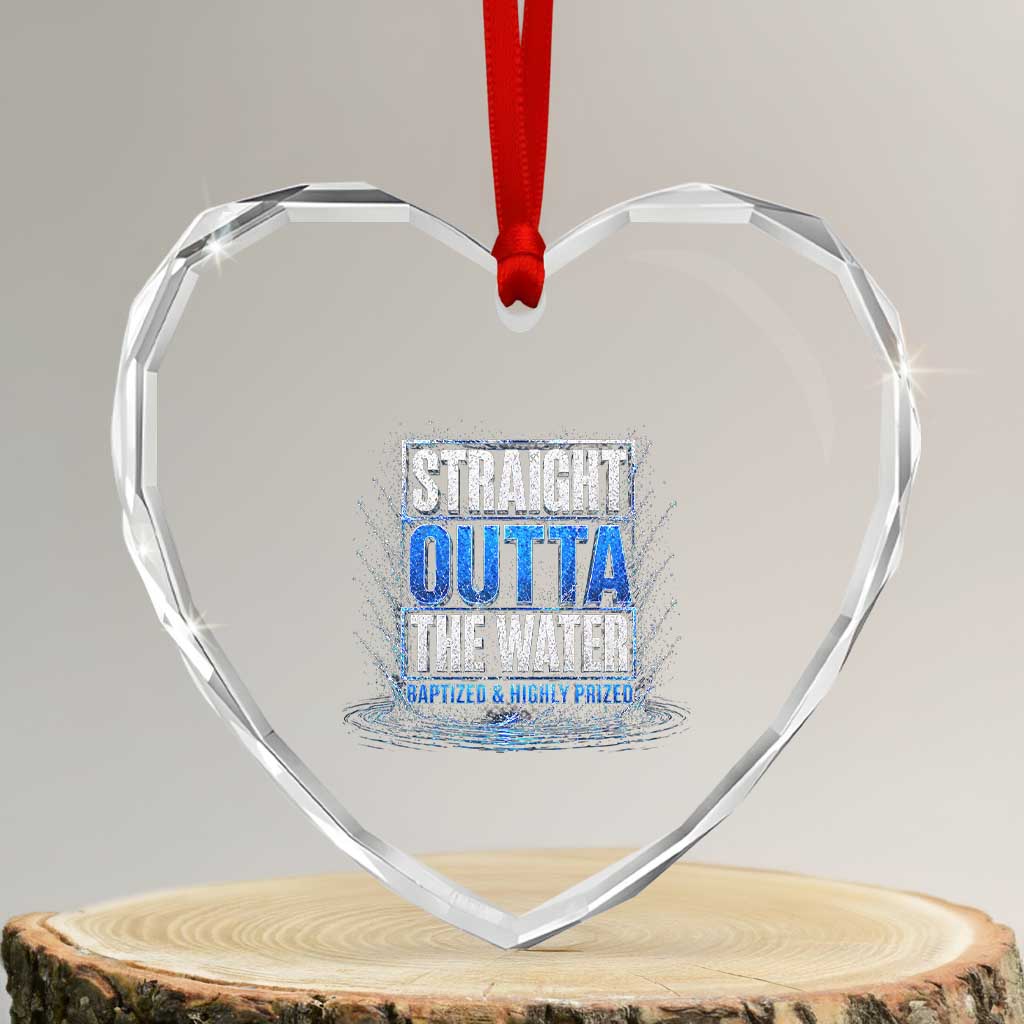 Baptism Heart Crystal Glass Ornament Straight Outta Water Christian Baptized TS10 Transparent Glass 3'' Heart Print Your Wear