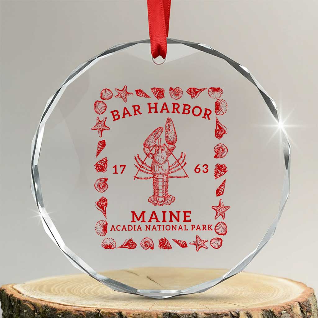 Bar Harbor Maine Lobster Acadia National Park 1763 Crystal Glass Ornament TS11 Transparent Glass 3'' Circle Print Your Wear
