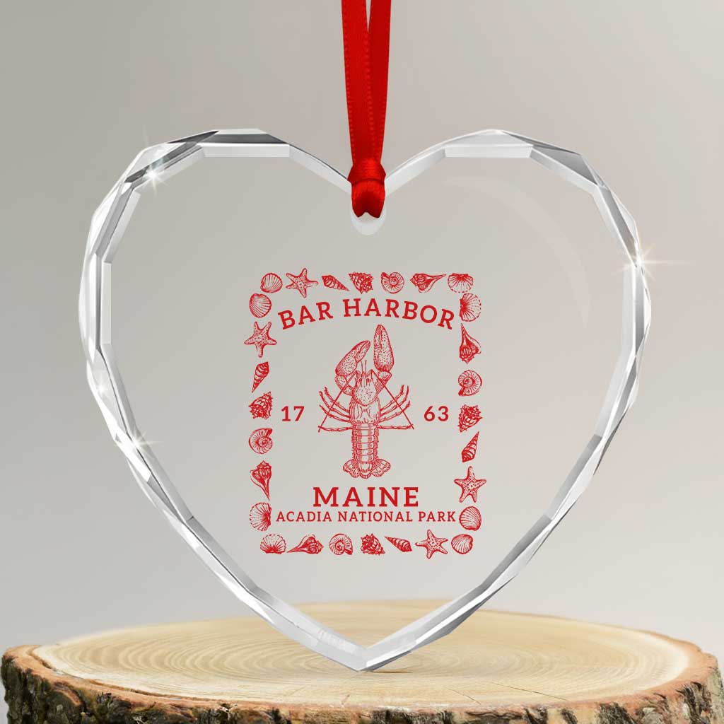 Bar Harbor Maine Lobster Acadia National Park 1763 Heart Crystal Glass Ornament TS11 Transparent Glass 3'' Heart Print Your Wear