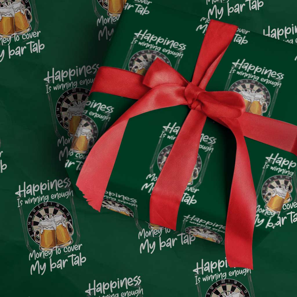 Bar Tab Darts Player Gift Wrapping Paper Roll Winning Money To Cover My Bar Tab TS12 Green Print Your Wear
