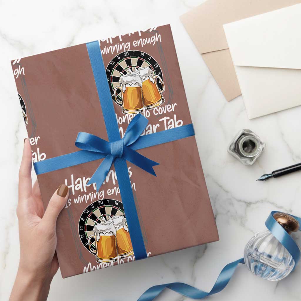 Bar Tab Darts Player Gift Wrapping Paper Roll Winning Money To Cover My Bar Tab TS12 Mocha Print Your Wear