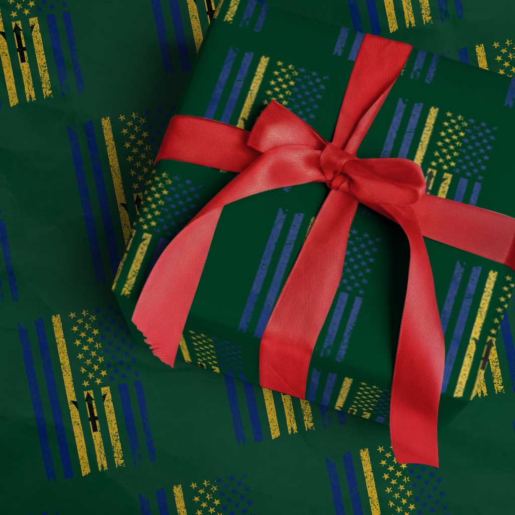 Barbados American Flag Wrapping Paper Roll Distressed Barbadian Pride Patriotic Heritage Gift TS10 Green Print Your Wear