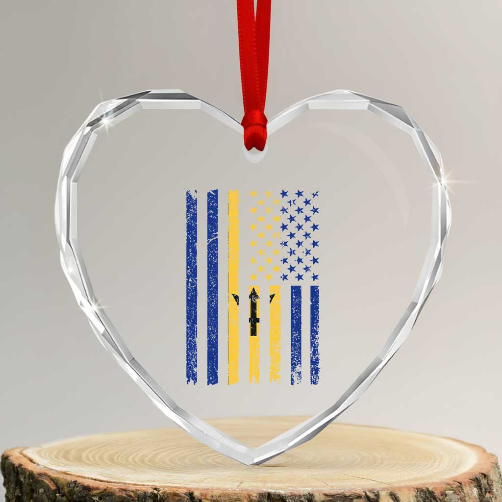 Barbados American Flag Heart Crystal Glass Ornament Distressed Barbadian Pride Patriotic Heritage Gift TS10 Transparent Glass 3'' Heart Print Your Wear