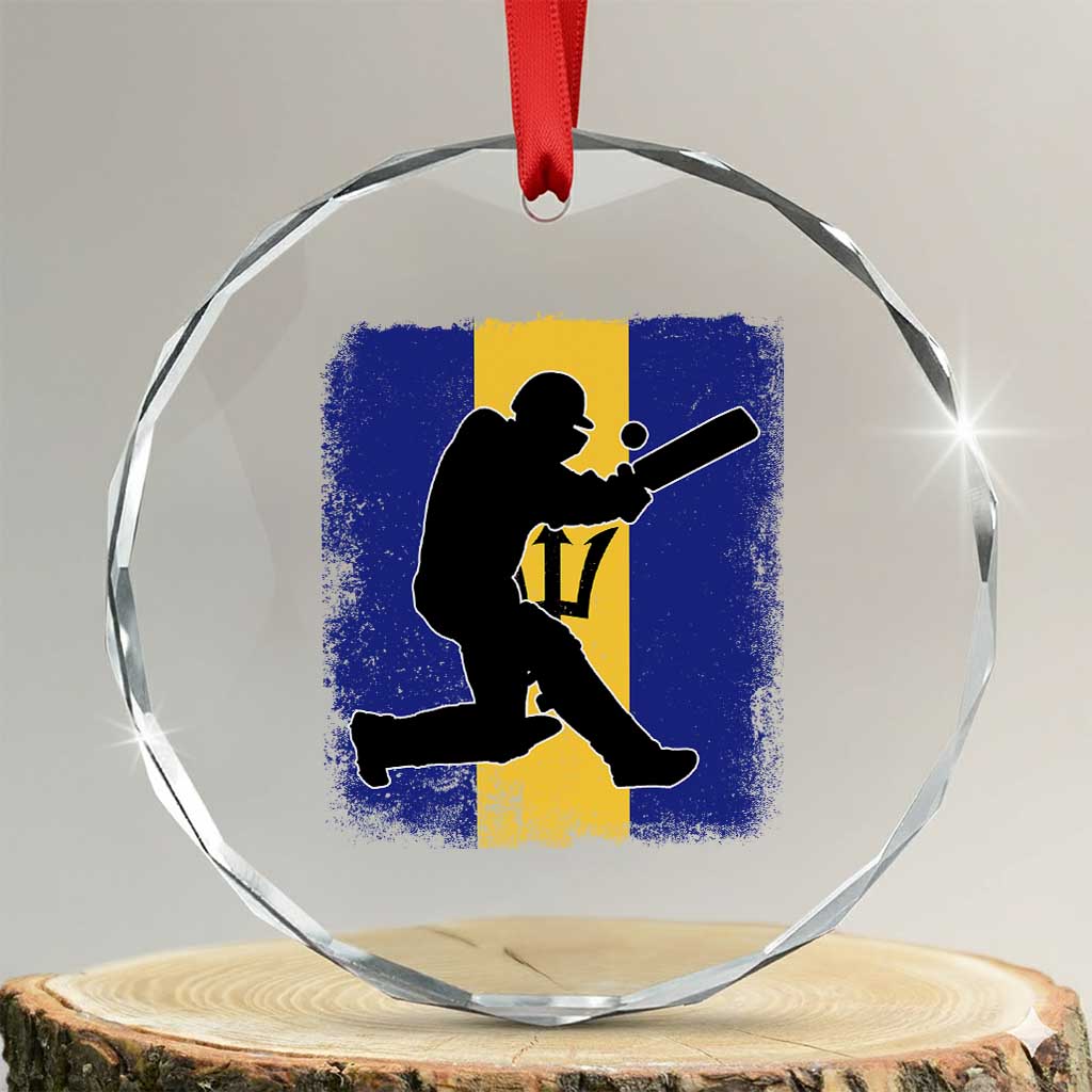 Barbados Cricket Crystal Glass Ornament Retro Vintage Sport Bajan Flag West Indies Cricket Fan TS10 Transparent Glass 3'' Circle Print Your Wear