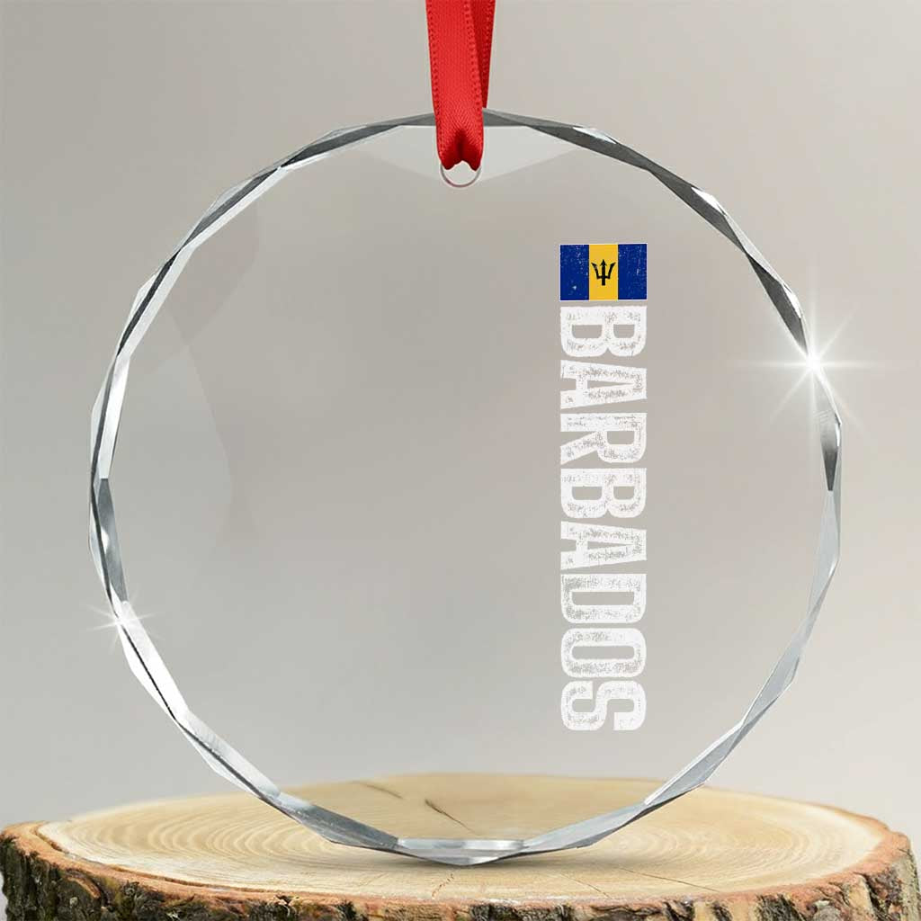 Barbados Flag Crystal Glass Ornament Distressed Vertical Typography Caribbean Island Pride Heritage Gift TS10 Transparent Glass 3'' Circle Print Your Wear