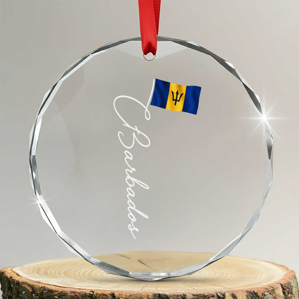 Barbados Flag Crystal Glass Ornament Elegant Barbados Pride Patriotic Island Heritage Gift TS10 Transparent Glass 3'' Circle Print Your Wear
