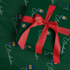 Barbados Flag Wrapping Paper Roll Elegant Barbados Pride Patriotic Island Heritage Gift TS10 Green Print Your Wear