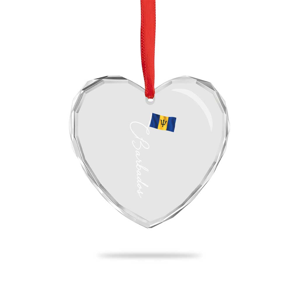 Barbados Flag Heart Crystal Glass Ornament Elegant Barbados Pride Patriotic Island Heritage Gift TS10 Print Your Wear