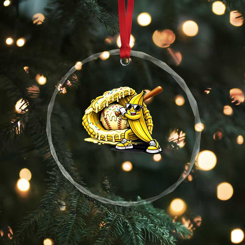 Baseball Banana Crystal Glass Ornament Funny Baseball Glove Drip Kids Youth Boys Girls TS10 Print Your Wear