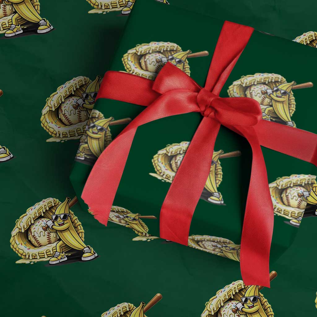 Baseball Banana Wrapping Paper Roll Funny Baseball Glove Drip Kids Youth Boys Girls TS10 Green Print Your Wear