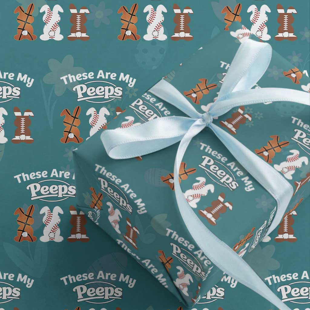 Baseball Basketball Football Easter Wrapping Paper Roll Cute Bunny Game Day Sports These Are My Peeps TS10 Teal Print Your Wear