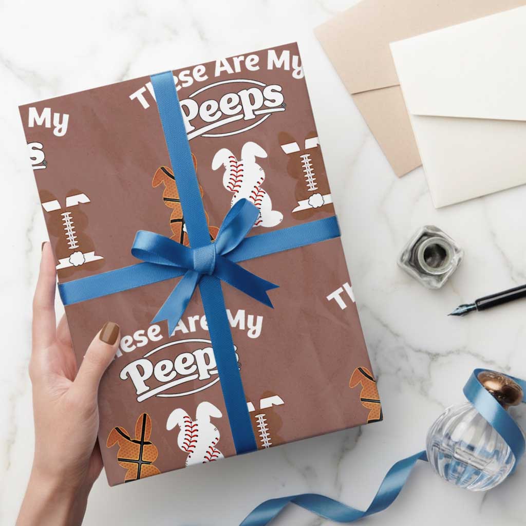 Baseball Basketball Football Easter Wrapping Paper Roll Cute Bunny Game Day Sports These Are My Peeps TS10 Mocha Print Your Wear