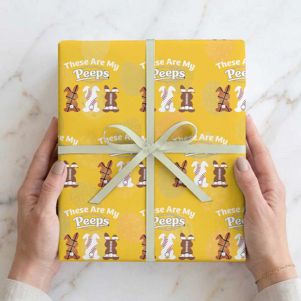 Baseball Basketball Football Easter Wrapping Paper Roll Cute Bunny Game Day Sports These Are My Peeps TS10 Yellow Print Your Wear