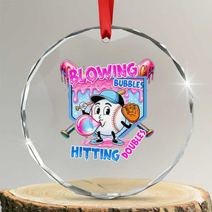 Baseball Blowing Bubbles Hitting Doubles Crystal Glass Ornament Sports Bubble Gum Lover TS11 Transparent Glass 3'' Circle Print Your Wear