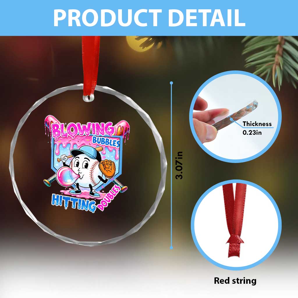 Baseball Blowing Bubbles Hitting Doubles Crystal Glass Ornament Sports Bubble Gum Lover TS11 Print Your Wear