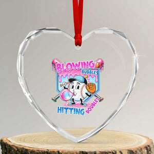 Baseball Blowing Bubbles Hitting Doubles Heart Crystal Glass Ornament Sports Bubble Gum Lover TS11 Transparent Glass 3'' Heart Print Your Wear