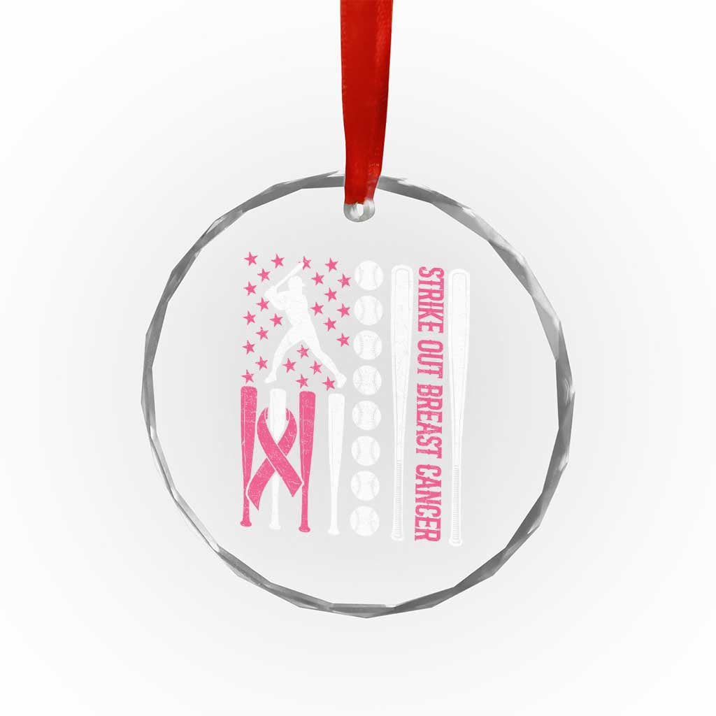 Baseball Breast Cancer Crystal Glass Ornament Pink Ribbon Strike Out Breast Cancer American Flag TS10 Print Your Wear