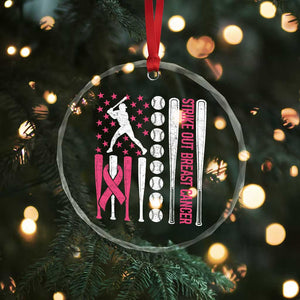 Baseball Breast Cancer Crystal Glass Ornament Pink Ribbon Strike Out Breast Cancer American Flag TS10 Print Your Wear