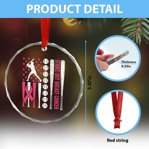 Baseball Breast Cancer Crystal Glass Ornament Pink Ribbon Strike Out Breast Cancer American Flag TS10 Print Your Wear