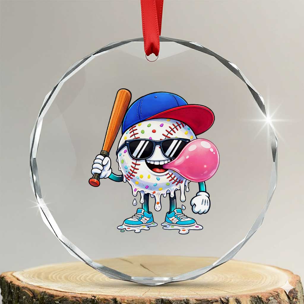 Baseball Bubble Gum Sports Game Day Crystal Glass Ornament TS11 Transparent Glass 3'' Circle Print Your Wear