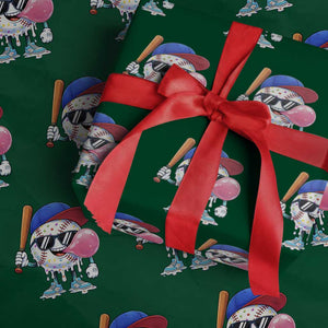 Baseball Bubble Gum Sports Game Day Wrapping Paper Roll TS11 Green Print Your Wear