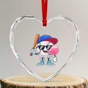 Baseball Bubble Gum Sports Game Day Heart Crystal Glass Ornament TS11 Transparent Glass 3'' Heart Print Your Wear