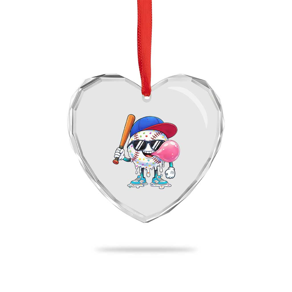 Baseball Bubble Gum Sports Game Day Heart Crystal Glass Ornament TS11 Print Your Wear