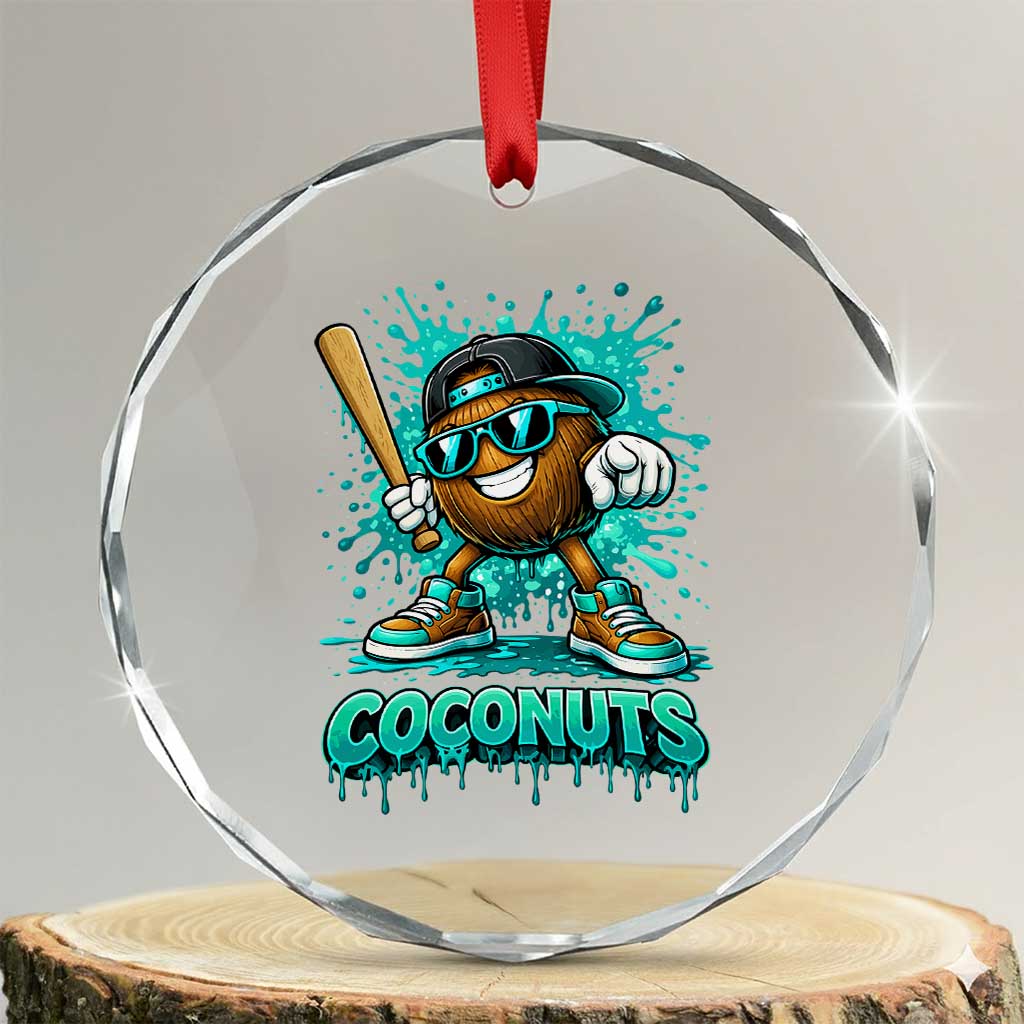 Baseball Coconut Crystal Glass Ornament Funny Graffiti Splatter Sports TS10 Transparent Glass 3'' Circle Print Your Wear