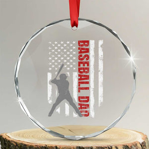 Baseball Dad Crystal Glass Ornament Retro US Flag Fathers Day Baseball Player TS10 Transparent Glass 3'' Circle Print Your Wear