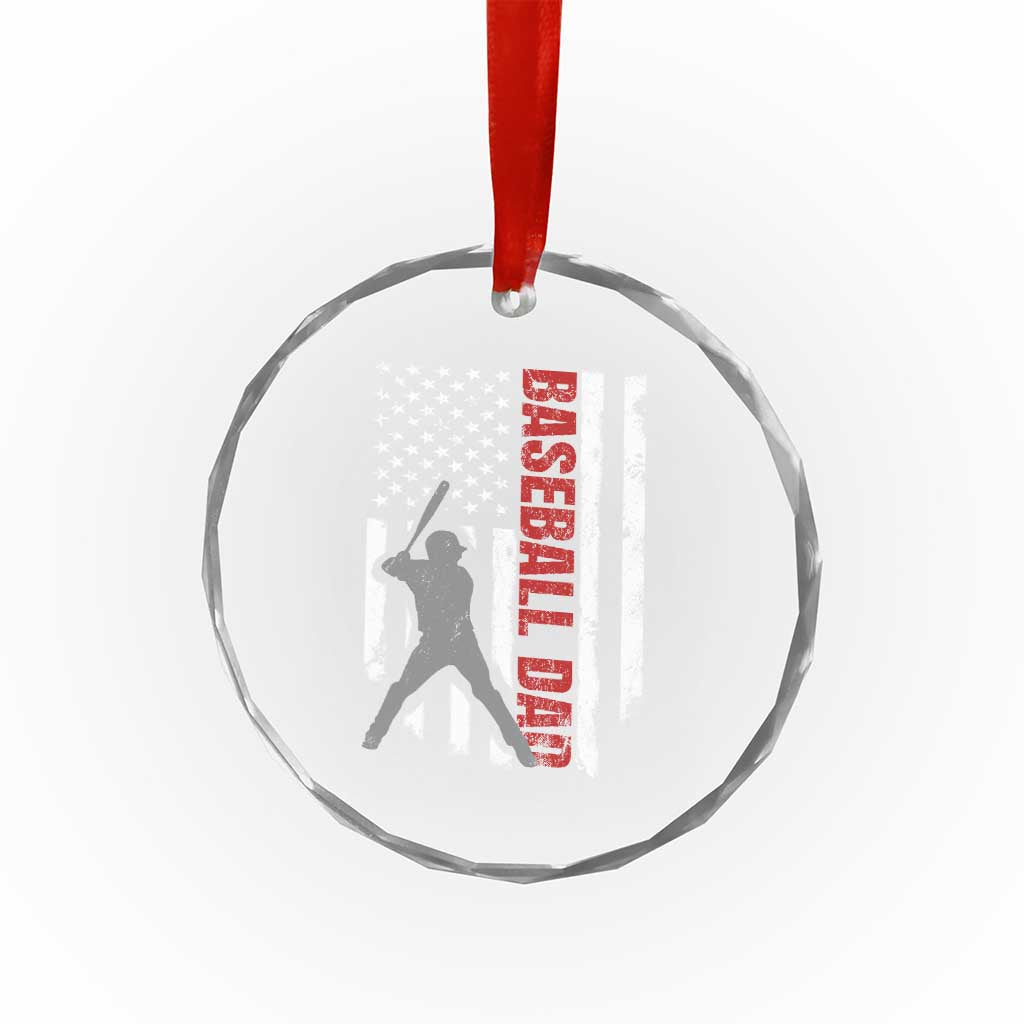 Baseball Dad Crystal Glass Ornament Retro US Flag Fathers Day Baseball Player TS10 Print Your Wear