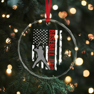 Baseball Dad Crystal Glass Ornament Retro US Flag Fathers Day Baseball Player TS10 Print Your Wear