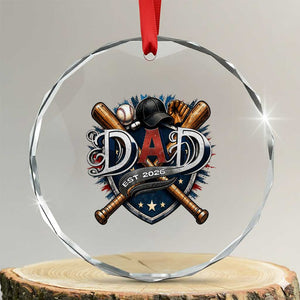 Baseball Dad Est 2026 Crystal Glass Ornament New Dad Father's Day Gift TS12 Transparent Glass 3'' Circle Print Your Wear