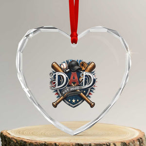 Baseball Dad Est 2026 Heart Crystal Glass Ornament New Dad Father's Day Gift TS12 Transparent Glass 3'' Heart Print Your Wear
