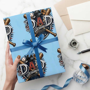 Baseball Dad Est 2026 Wrapping Paper Roll New Dad Father's Day Gift TS12 Light Blue Print Your Wear