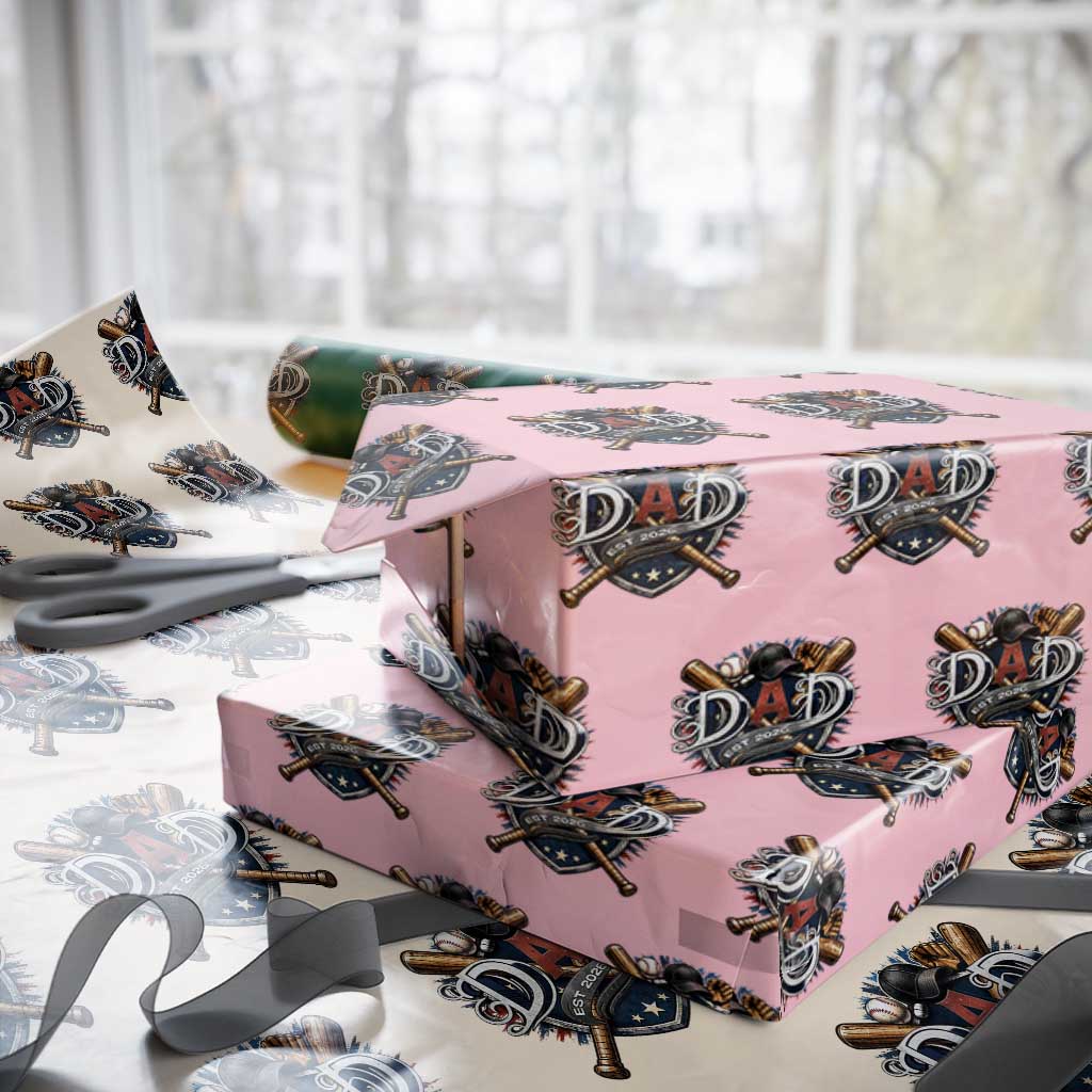 Baseball Dad Est 2026 Wrapping Paper Roll New Dad Father's Day Gift TS12 Light Pink Print Your Wear